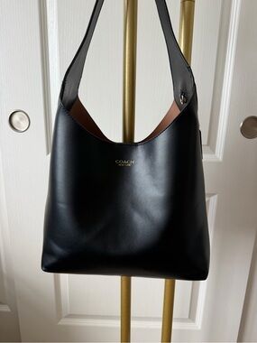 Coach Black Leather Shoulder Bag with Brown Interior